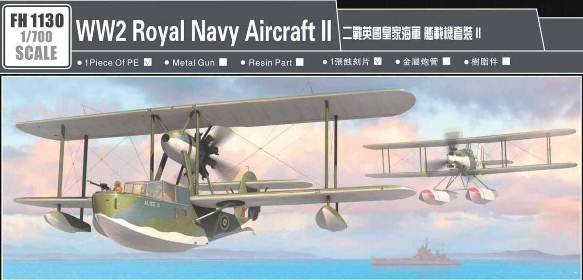FlyHawk Model FH1130 WW2 Royal Navy Aircraft II Includes 6 Supermarine Walrus & 6 Fairey Seafox 1/700