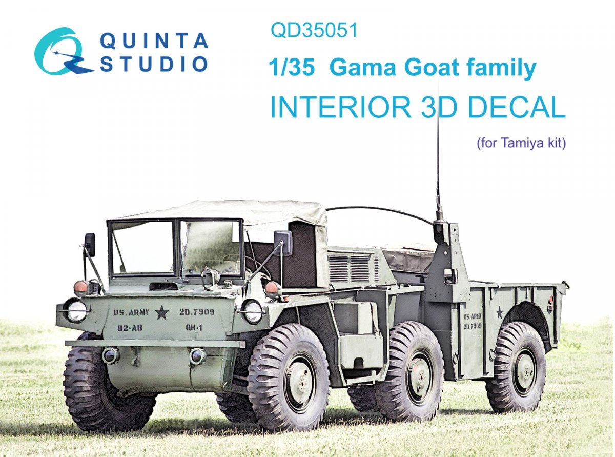 Quinta Studio QD35051 Gama Goat family 3D-Printed &amp;amp; coloured Interior on decal paper (Tamiya) 1/35