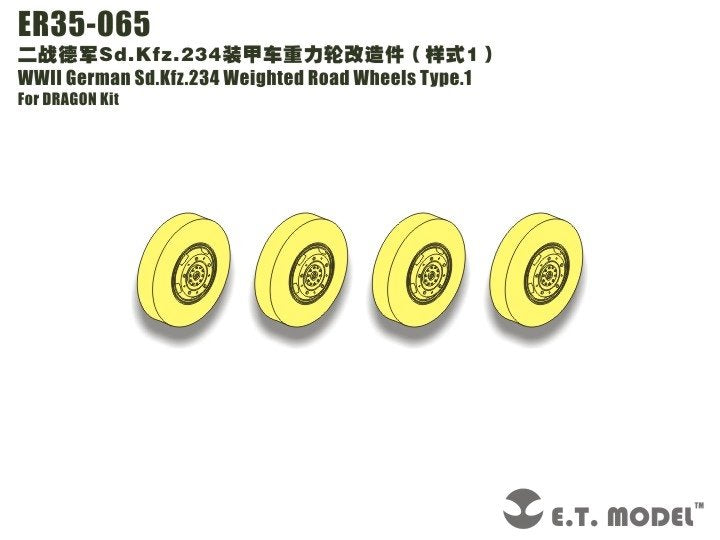 ET Model ER35-065 WWII German Sd.Kfz.234 Weighted Road Wheels Type.1 For DRAGON 1/35