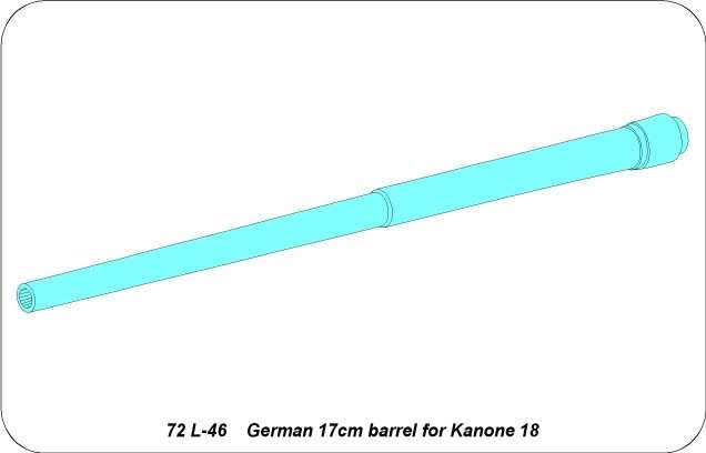 Aber 72L-46 Lufa 17cm do niemieckiej armaty typu18 / German 17cm barrel for Kanone 18 1/72 – zdjęcie 3