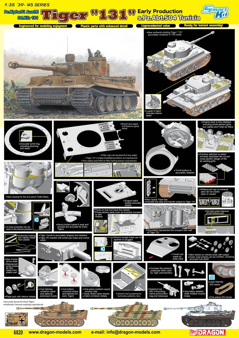 Dragon 6820 Tiger I 131 s.Pz.Abt.504 Tunisia – zdjęcie 5