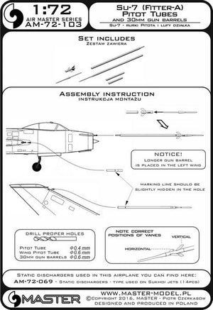 Master AM-72-103 Sukhoi Su-7 (Fitter-A) - Pilot Tubes and 30mm gun barrels 1/72 – zdjęcie 6
