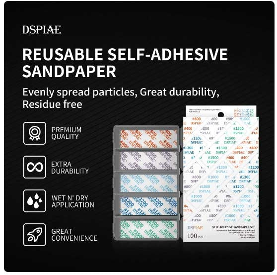 DSPIAE DSP-1500 Reusable Self-Adhesive Sandpaper #1500 / Samoprzylepny papier ścierny wielokrotnego użytku #1500 (75 x 25 mm) 10 pcs – zdjęcie 2