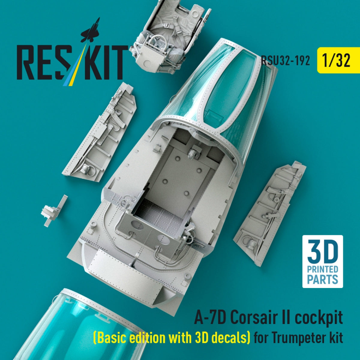 RESKIT RSU32-0192 A-7D Corsair II cockpit (Basic edition with 3D decals) for Trumpeter kit (3D Printed) 1/32