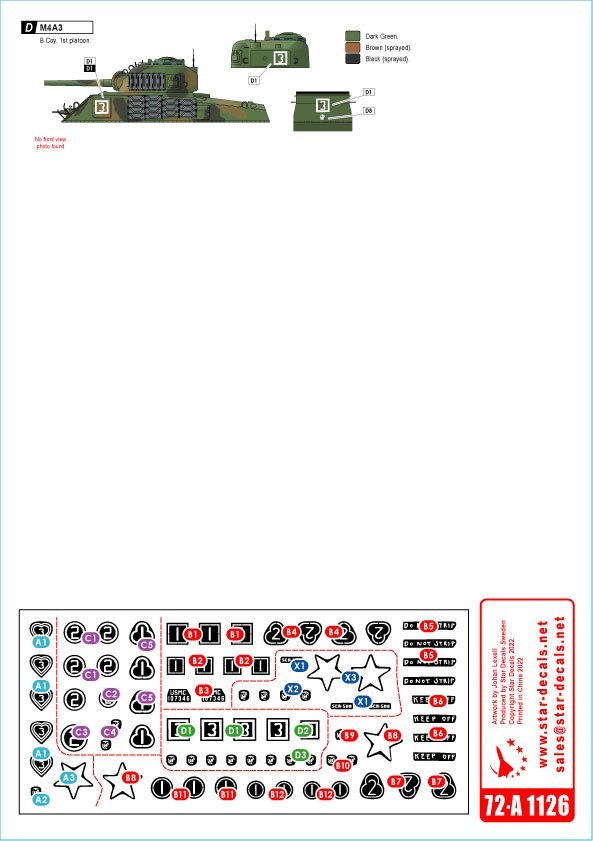 Star Decals 72-A1126 US PACIFIC WARS - OKINAWA USMC Sherman tanks 1/72 – zdjęcie 2