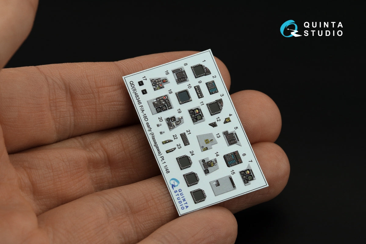 Quinta Studio QDS-48346 FA-18D early 3D-Printed &amp;amp; coloured Interior on decal paper (Hasegawa) (small version) 1/48 – zdjęcie 3
