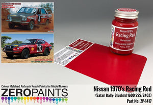 Zero Paints ZP-1417 Racing Red Nissan 1970&amp;#39;s Safari Rally Bluebird 1600 SSS/240Z Paint 60ml