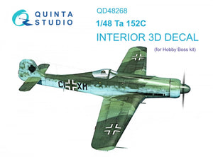 Quinta Studio QD48268 Ta 152C 3D-Printed &amp;amp; colored Interior on decal paper (Hobby Boss) 1/48