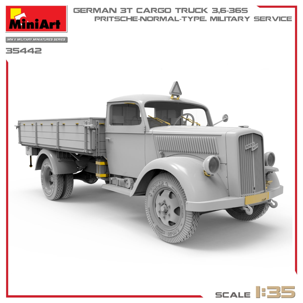 Miniart 35442 GERMAN 3T CARGO TRUCK 3,6-36S. PRITSCHE-NORMAL-TYPE. MILITARY SERVICE 1/35 – zdjęcie 3