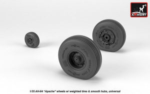 Armory Models AW35304 AH-64 Apache wheels w/ weighted tires, smooth hubs 1/35
