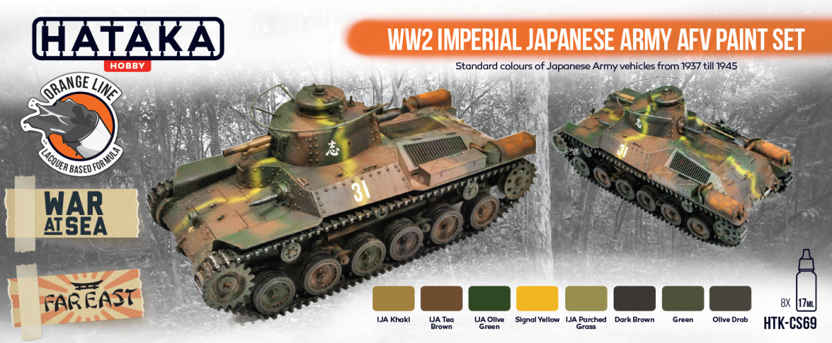 Hataka HTK-CS69 ORANGE LINE – WW2 Imperial Japanese Army AFV paint set (8x17ml) – image 2
