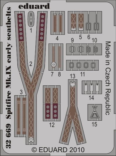 Eduard 32669 Spitfire Mk. IX ceintures de sécurité de première génération 1/32 Tamiya