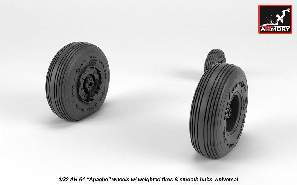 Armory Models AW32311 AH-64 Apache wheels w/ weighted tires, smooth hubs 1/32 – image 4
