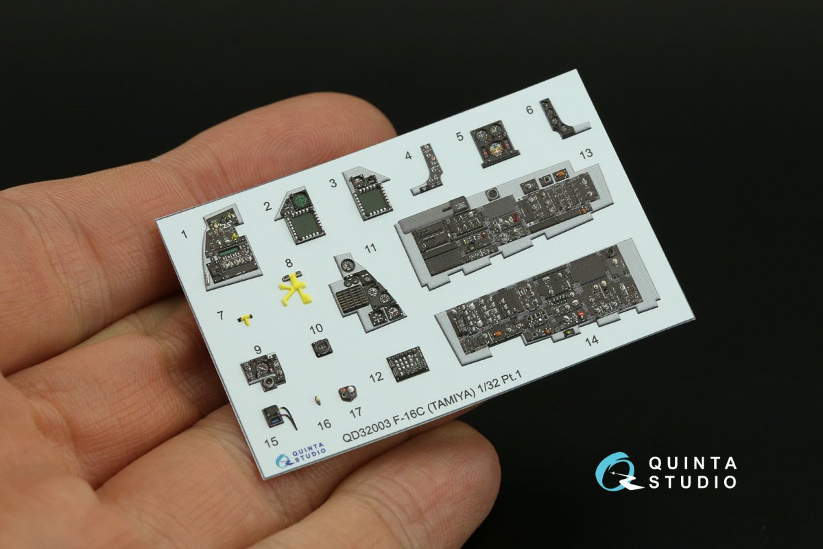 Quinta Studio QDS-32003 F-16C 3D-Printed &amp;amp; coloured Interior on decal paper ( Tamiya ) (small version) 1/32 – zdjęcie 9