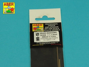 Aber HR-15 Hexagonal brass rods 1.5mm length 245mm (2 pieces) – image 3