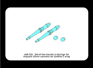 Aber A48 022 Set of two barrels for Hispano 20mm machine cannons for British fighter Spitfire 1/48 – zdjęcie 4