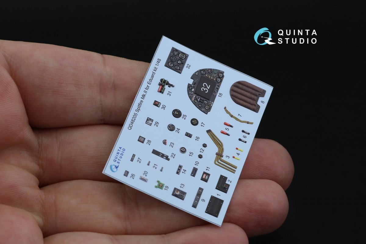 Quinta Studio QD48205 Spitfire Mk.II 3D-Printed &amp;amp; coloured Interior on decal paper (Eduard) 1/48 – zdjęcie 9