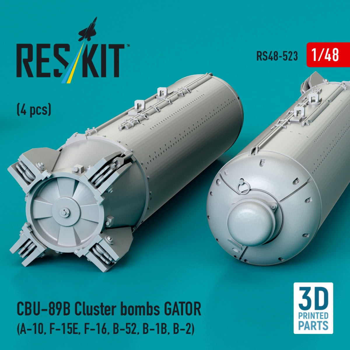 RESKIT RS48-0523 CBU-89B cluster bombs GATOR (4 pcs) (3D Printed) 1/48 – zdjęcie 3