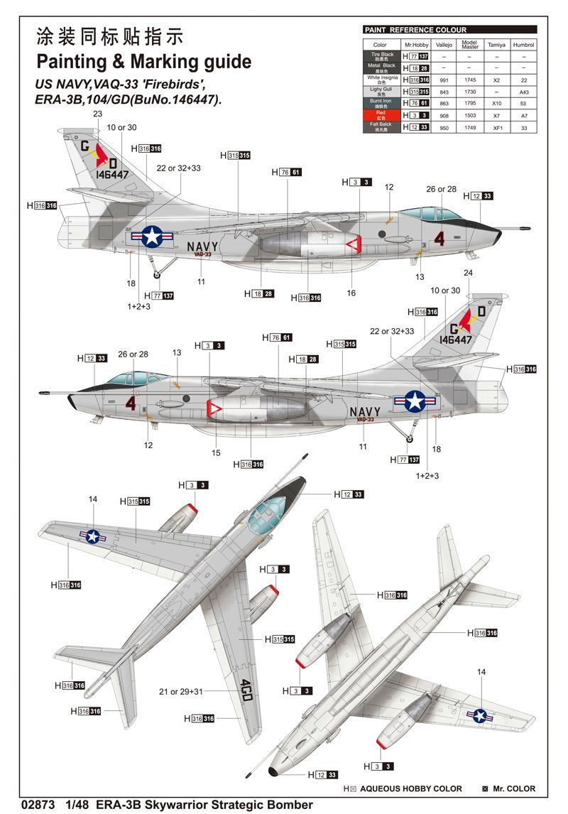 Trumpeter 02873 ERA-3B Skywarrior Strategic Bomber – zdjęcie 3
