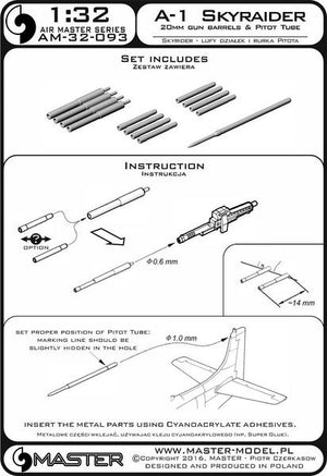 Master AM-32-093 A-1 Skyraider - 20mm cannon barrels and Pitot Tube 1/32 – zdjęcie 4