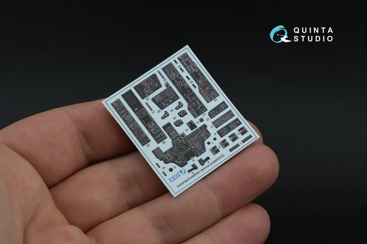 Quinta Studio QDS-48572 AH-64A 3D-Printed &amp;amp; coloured Interior on decal paper (Academy/Modelist) (small version) 1/48 – zdjęcie 5