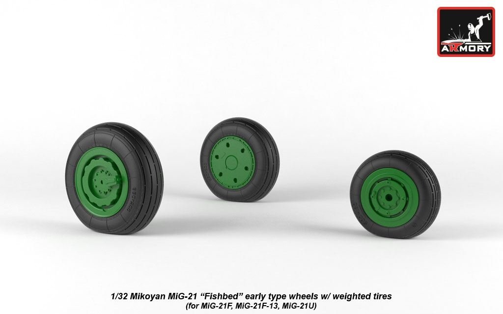 Armory Models AW32009 Mikoyan MiG-21 Fishbed wheels w/ weighted tires, early 1/32 – image 6