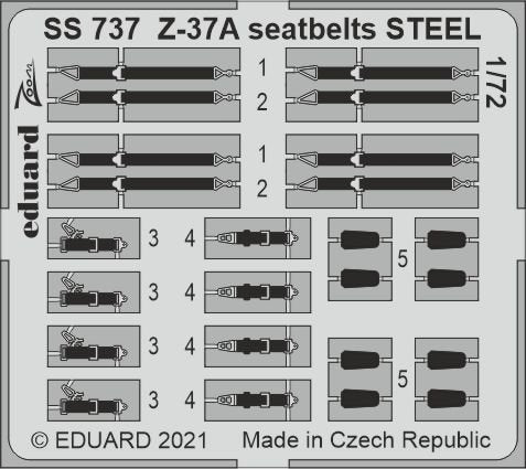 Eduard SS737 Z-37A seatbelts STEEL for EDUARD 1/72