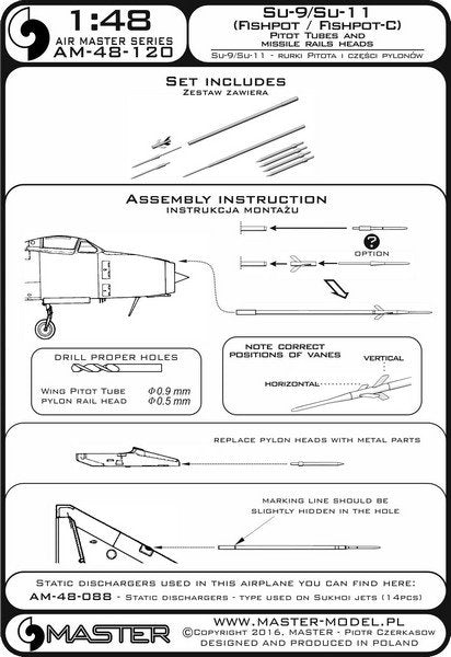 Master AM-48-120 Su-9 / Su-11 (Fishpot / Fishpot C) - Pilot Tubes and missile rails heads 1/48 – image 7