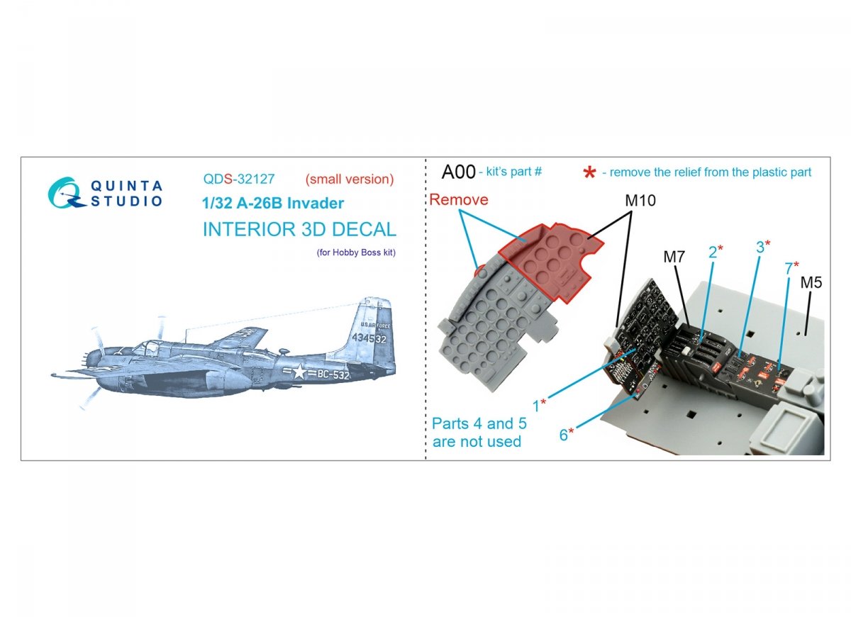Quinta Studio QDS-32127 A-26B 3D-Printed &amp;amp; coloured Interior on decal paper (Hobby Boss) (small version) 1/32 – zdjęcie 10