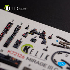 KELIK K72126 MIRAGE III C - interior 3D decals for Modelsvit kit 1/72 – zdjęcie 3