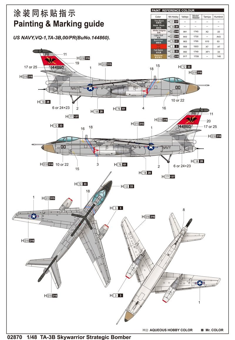 Trumpeter 02870 TA-3B Skywarrior Strategic Bomber 1/48 – zdjęcie 2