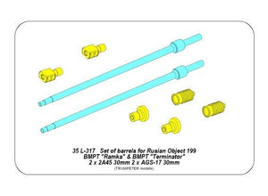 Aber 35L-317 Set of barrels for BMPT Object 199 “Ramka” Terminator 2 x 2A45 mm, 2 x AGS-17 30 mm 1/35 – Bild 4
