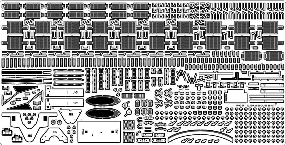 Pontos 37034FN USS BB-63 Missouri 1945 &amp;quot;Advanced&amp;quot; Detail Up Set for Hobbyboss Kit (Teak Tone wooden deck) 1/350 – zdjęcie 32