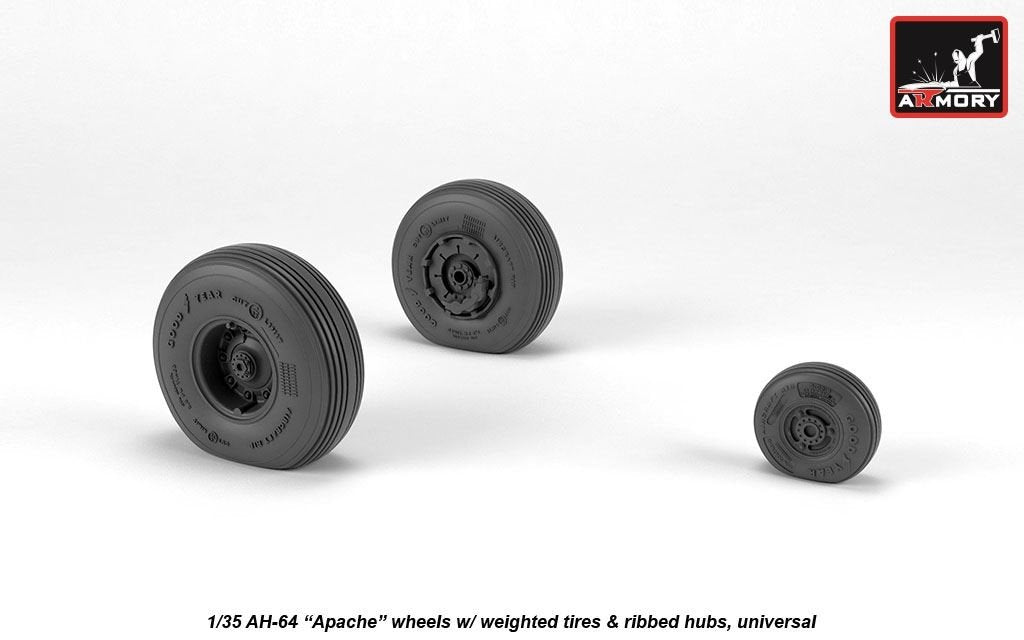 Armory Models AW35305 AH-64 Apache wheels w/ weighted tires, ribbed hubs 1/35 – zdjęcie 3