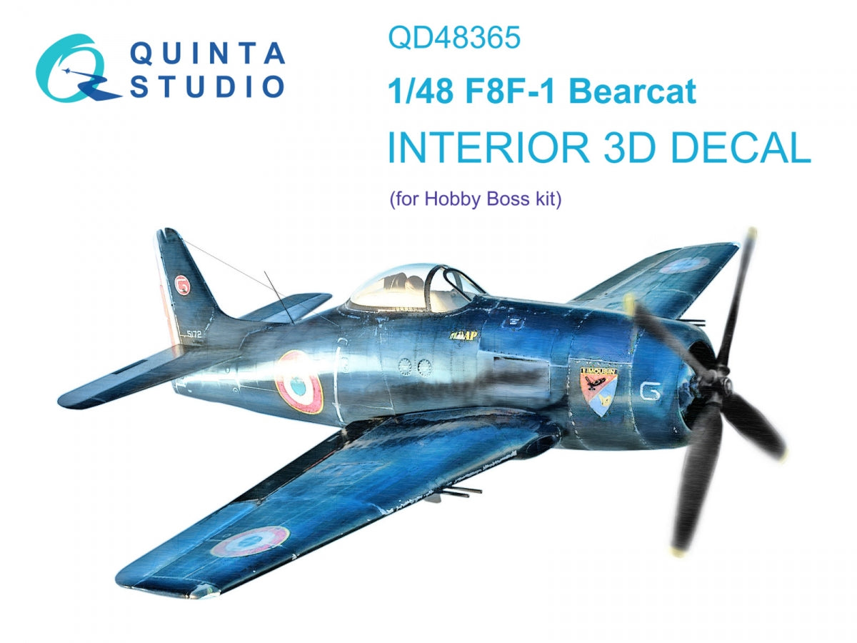 Quinta Studio QD48365 F8F-1 Bearcat 3D-Printed & coloured Interior on decal paper (Hobby Boss) 1/48