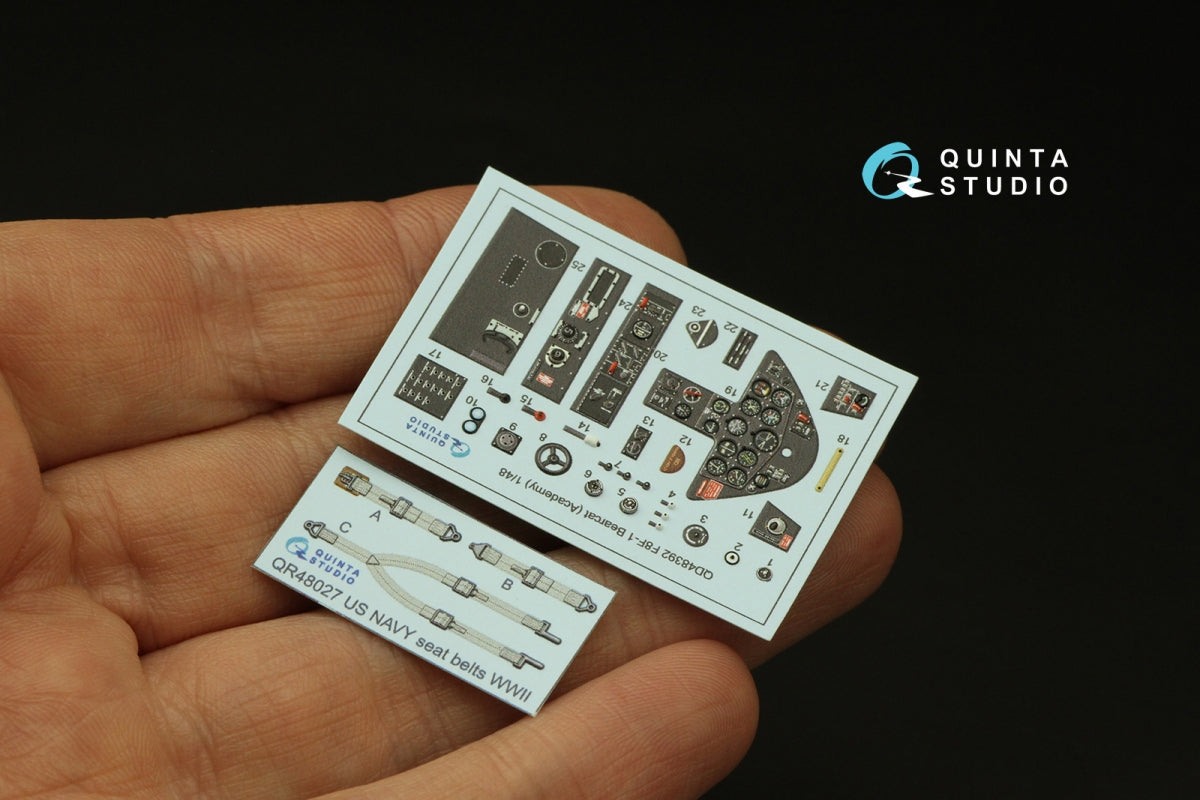 Quinta Studio QD48392 F8F-1 Bearcat 3D-Printed &amp;amp; coloured Interior on decal paper (Academy) 1/48 – zdjęcie 3