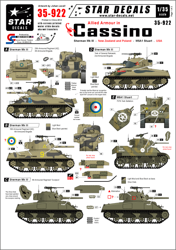 Star Decals 35-922 Allied armor in Cassino #1 1/35