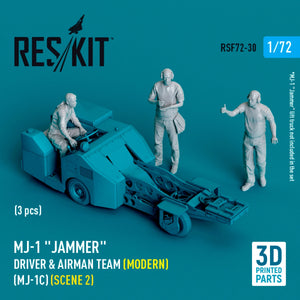 RESKIT RSF72-0035 Aircraft mechanics with Red Top missile (on transport trolley) (EE Lightning, Sea Vixen, Hawker Hunter) (2 pcs) (3D Printed) 1/72