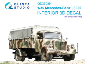 Quinta Studio QD35089 Mercedes-Benz L3000 3D-Printed &amp;amp; coloured Interior on decal paper (Tamiya/Italeri) 1/35