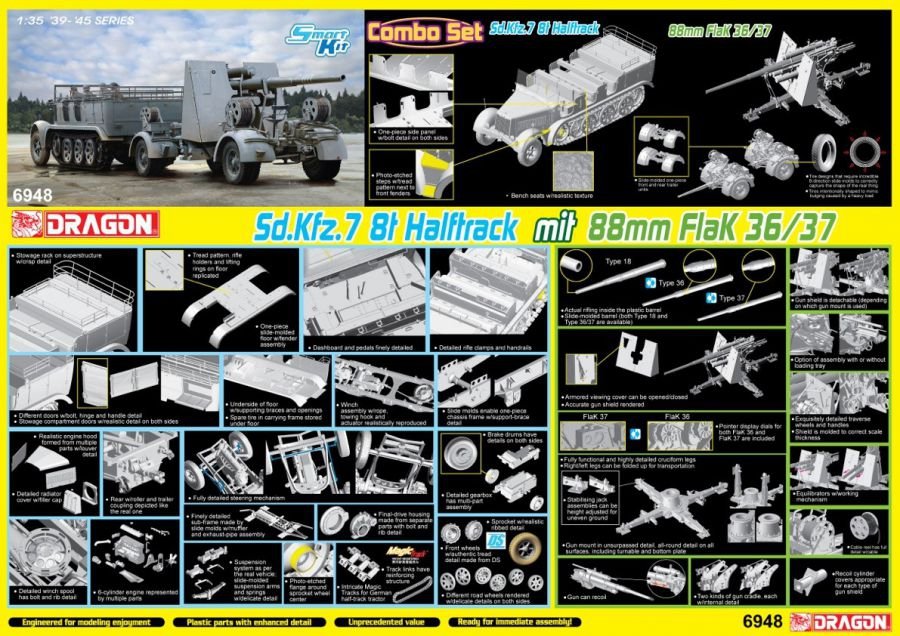 Dragon 6948 Sd.Kfz.7 8(t) Halftrack + 88mm FlaK 36/37 1/35 – zdjęcie 2