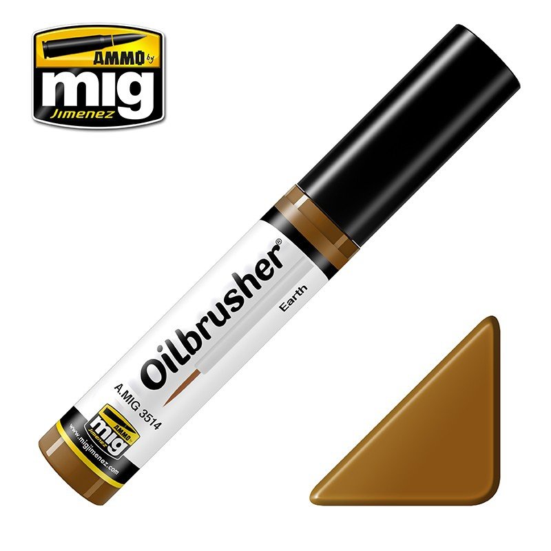 AMMO of Mig Jimenez 3514 Oilbrusher EARTH - oil paint with a brush