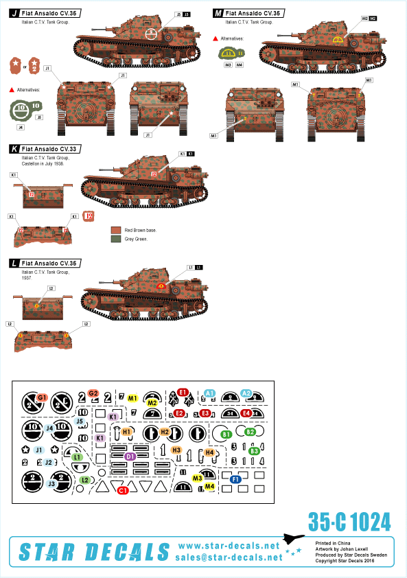 Star Decals 35-C1024 Spanish Civil War #4. Fiat Ansaldo 1/35 – zdjęcie 2