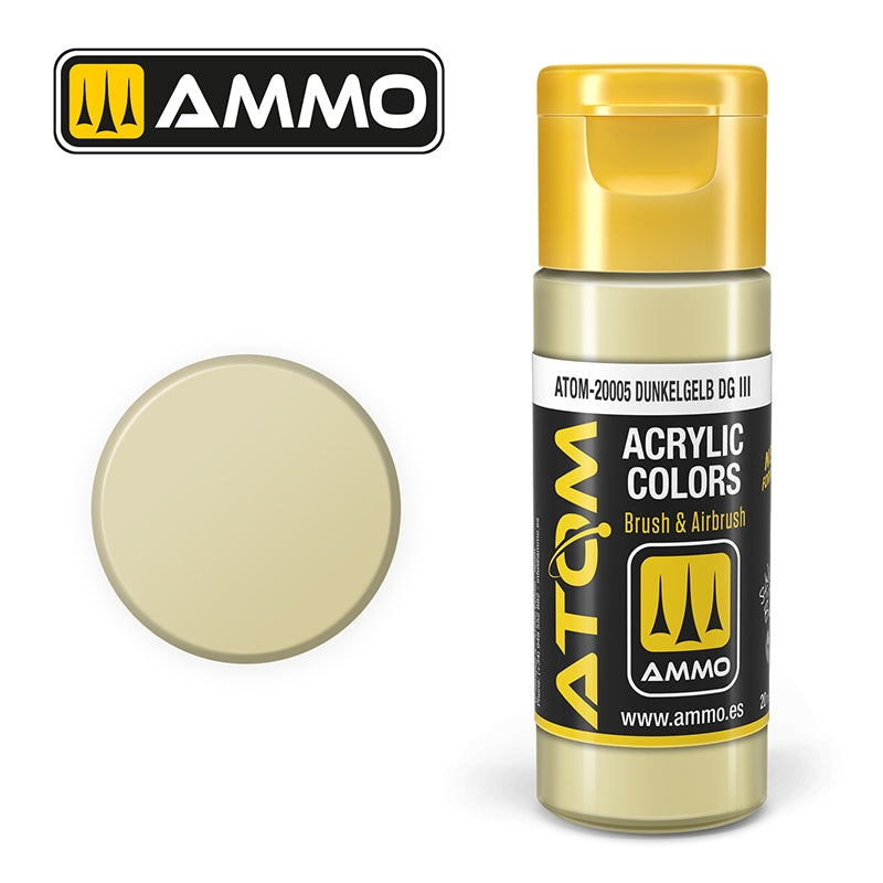 Munitions de Mig Jimenez 20005 ATOM COLOR Dunkelgelb DG III 20ml 