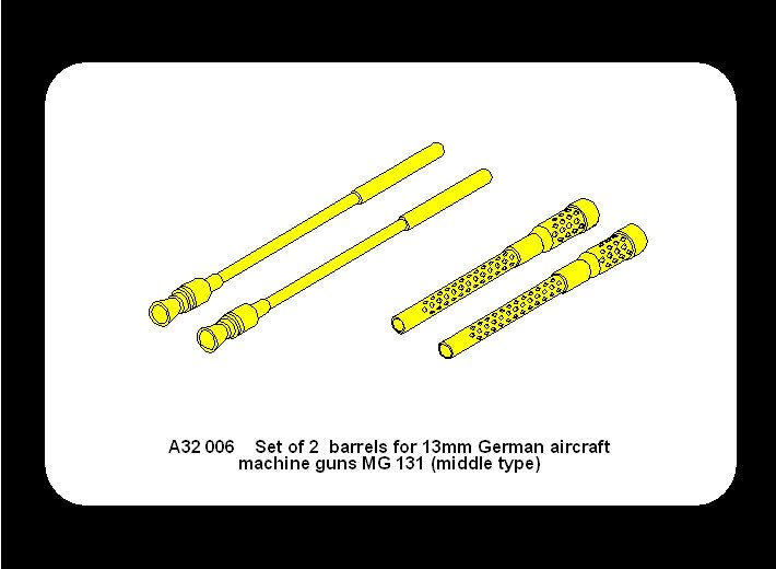 Aber A32006 Set of 2 barrels for German 13mm aircraft machine guns MG 131 (middle type) 1/32 – zdjęcie 6