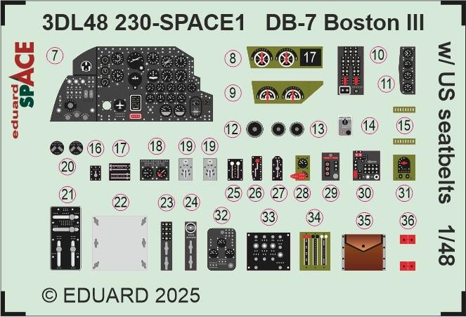 Eduard 3DL48230 DB-7 Boston III w/ US seatbelts SPACE HK Models 1/48 – zdjęcie 3