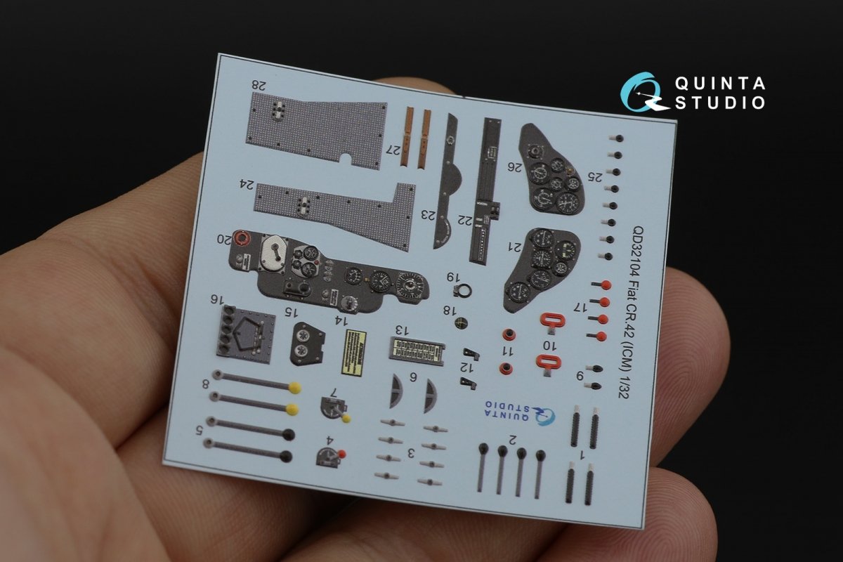 Quinta Studio QD32104 Fiat CR.42 3D-Printed &amp;amp; colored Interior on decal paper (ICM) 1/32 – image 11