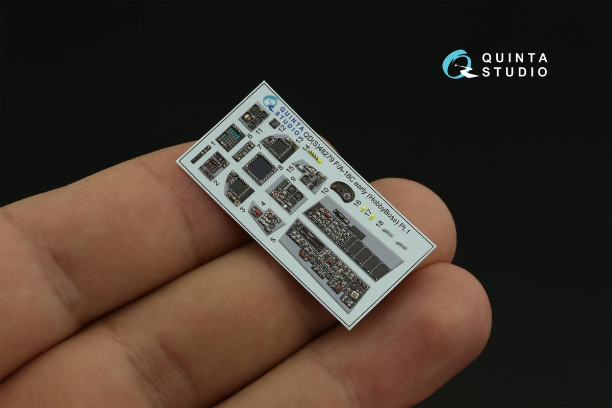 Quinta Studio QDS-48279 F/A-18C early 3D-Printed &amp;amp; coloured Interior on decal paper (HobbyBoss)(Small version) 1/48 – zdjęcie 3
