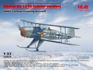 ICM 32029 Bücker Bü 131D (winter version) WWII German Training Aircraft 1/48