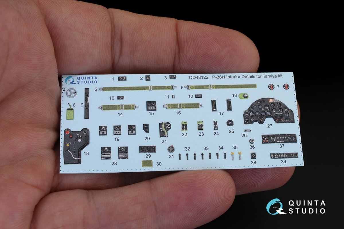Quinta Studio QD48122 P-38H 3D-Printed &amp;amp; colored Interior on decal paper (for Tamiya kit) 1/48 – image 5
