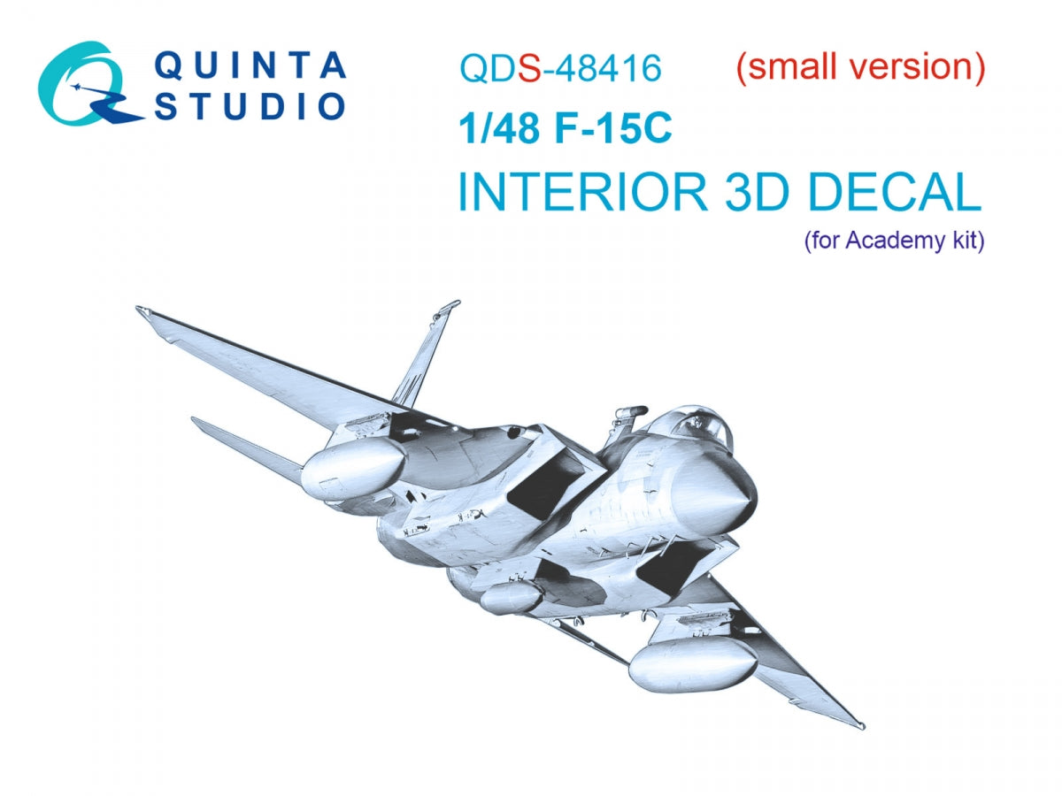 Quinta Studio QDS-48416 F-15C 3D-Printed colored Interior on decal paper (Academy) (Small version) 1/48